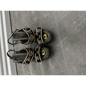 Y2K Black Embellished Wedge Sandals